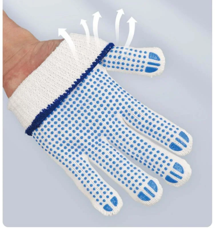 Wholesale Labor Garden Industrial Work Safety Knitted Cotton PVC DOT Non-Slip Gloves