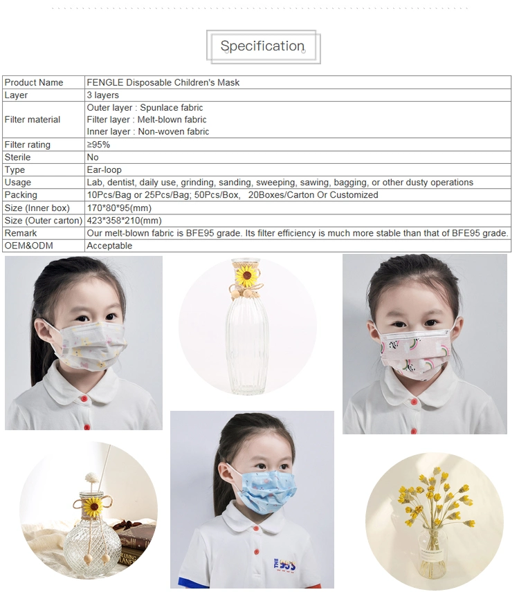 in Stock Kids Face Mask Children′s Cartoon Animal Printed Masks Disposable Children′s Protective Breathable Spring Summer Party Masks 2021 Hot Sell