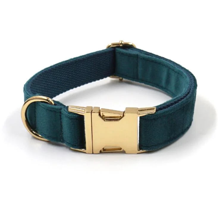 Pet Supplies New Arrive Pure Green Velvet Dog Harness Collar